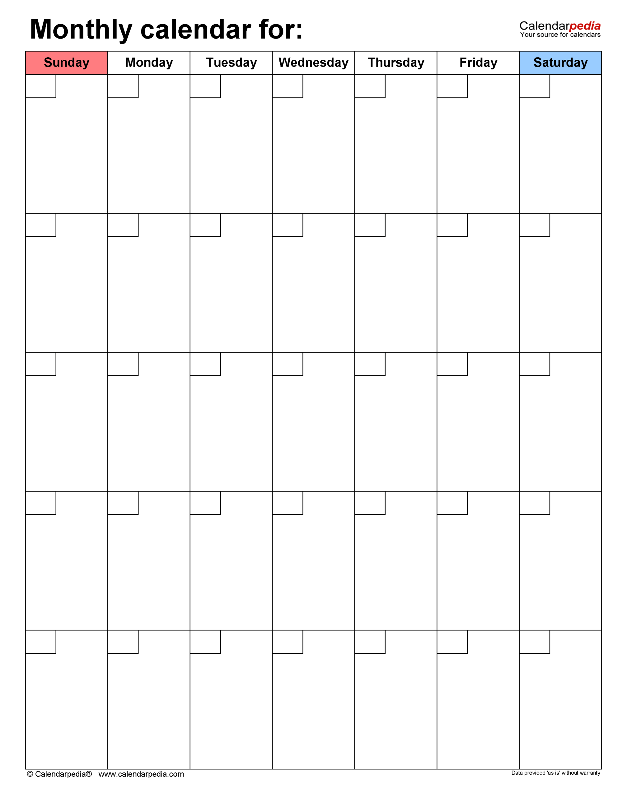 Month Pdf Blank Monthly Calendar Printable