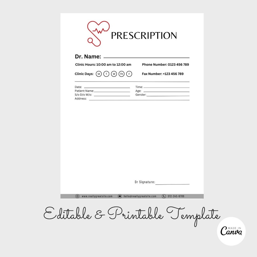 Blank Prescription Pad Prescription Pad Template Printable Prescription Page Page Prescription Form Prescription Sheet Etsy