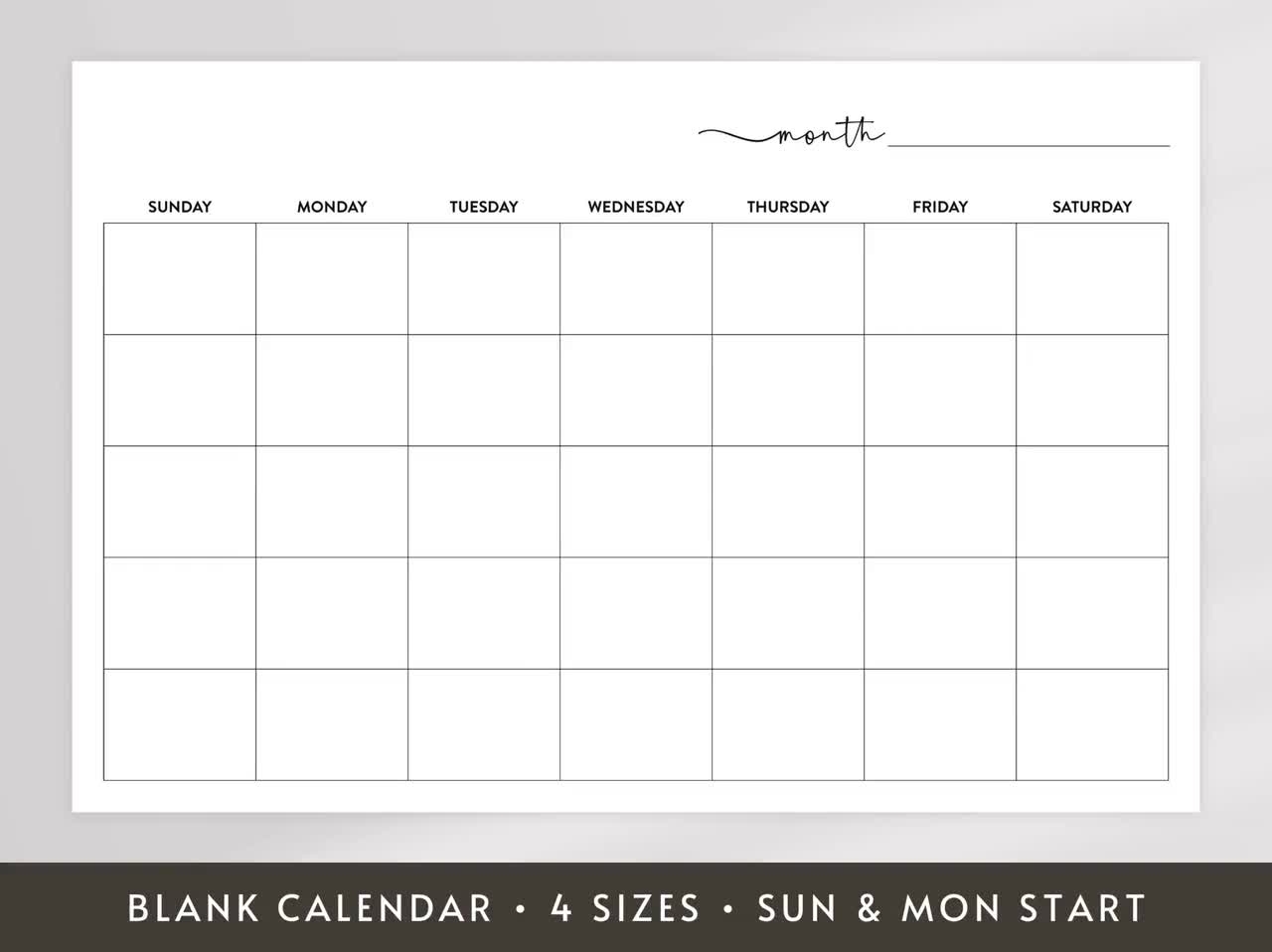 Blank Large Printable Calendar