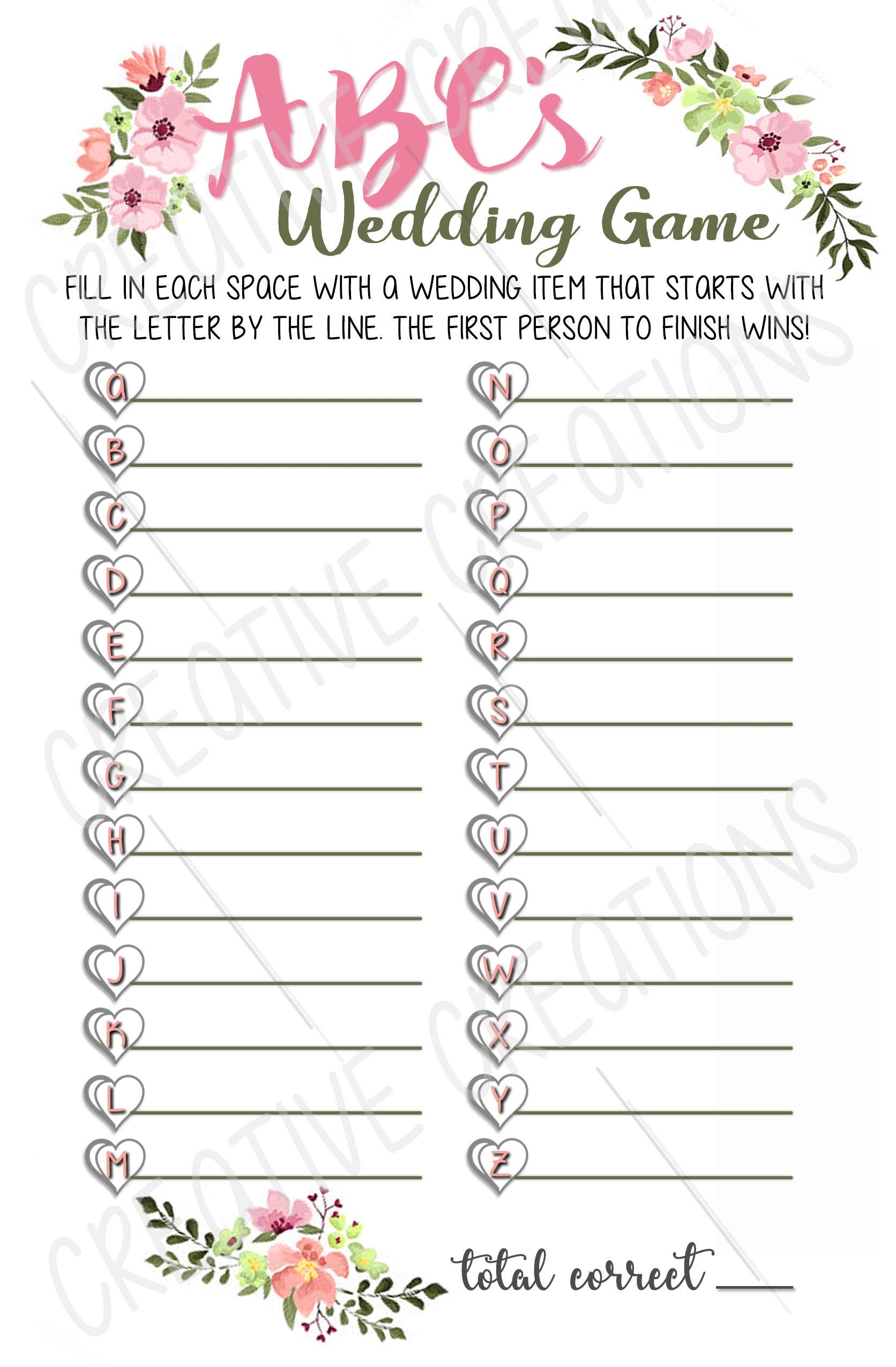 Bridal Shower Game Abc s Bridal Shower Game Printable Template Free Download Wedding Game Engagement Party Game ABC Game Etsy UK