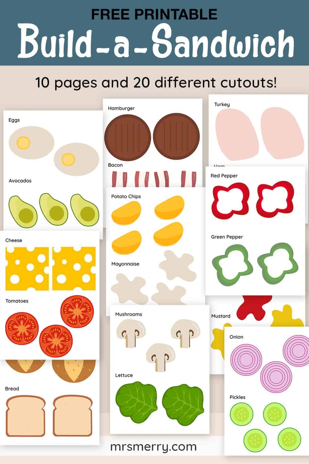 Build A Sandwich Kit Printable Cutouts Mrs Merry