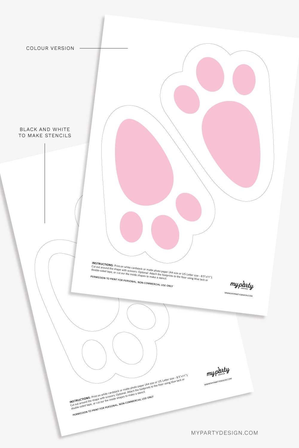 Bunny Footprint Template Free Printable My Party Design
