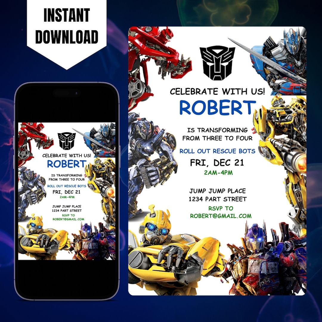 Printable Transformers Birthday Invitation Free Template