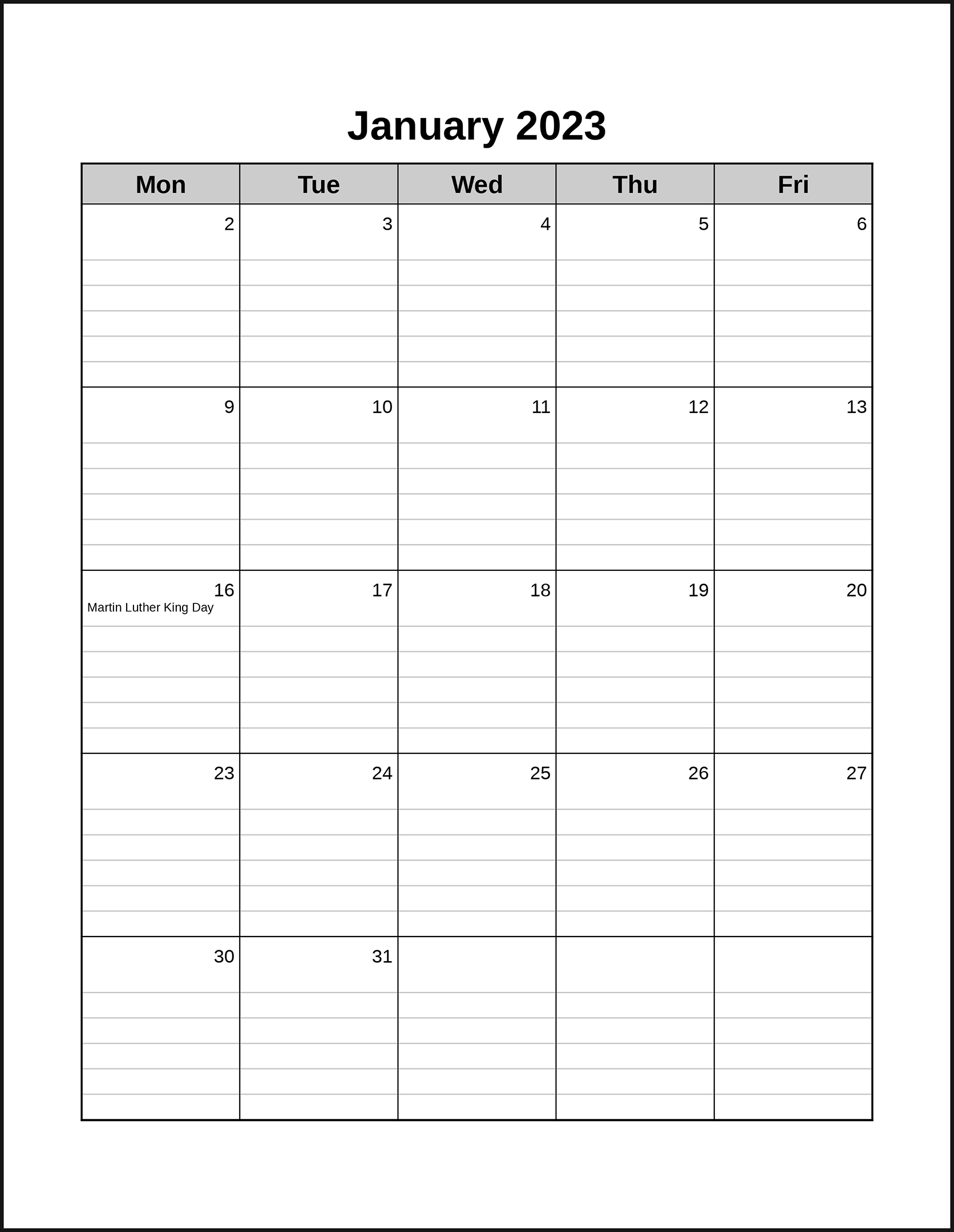 Blank Calendar With Lines Printable