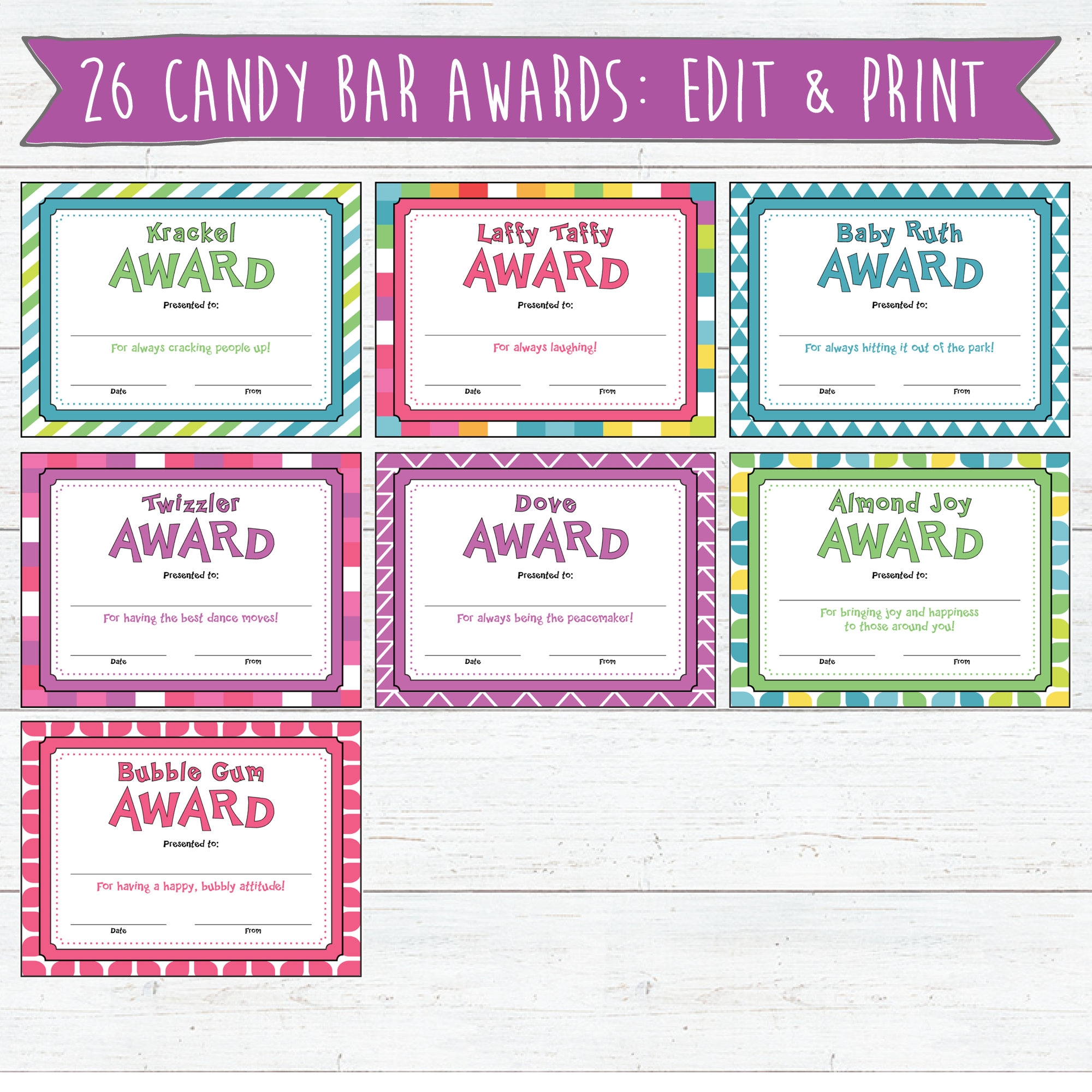 Candy Bar Award Certificates Download Edit And Print Candy 