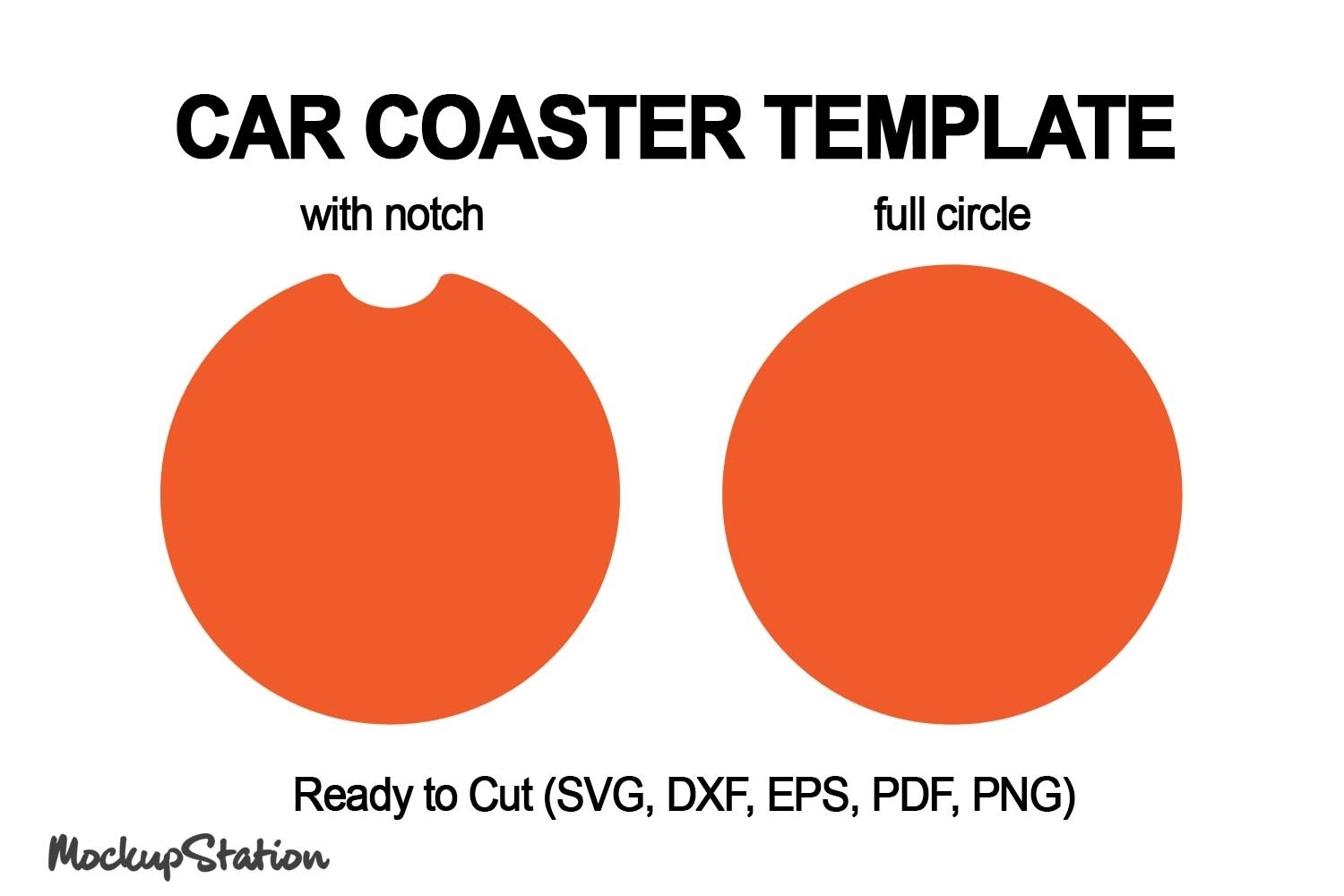 Car Coaster Template SVG Circle With Notch Cut File DXF Eps