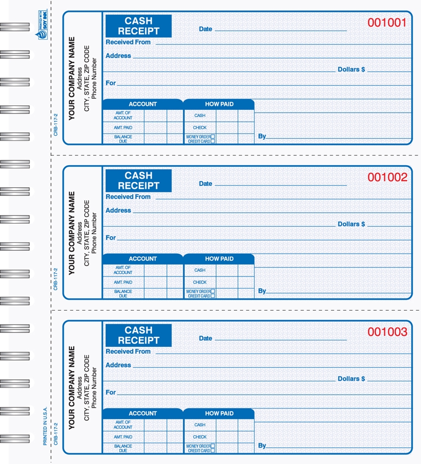Cash Receipt Book Green CRB 120 3 Part Wire Bound 2 75x6 75 Worksheets Library