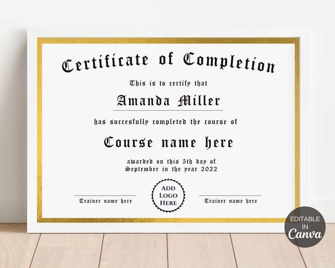 Free Printable Certificate Of Cpmpletion Template