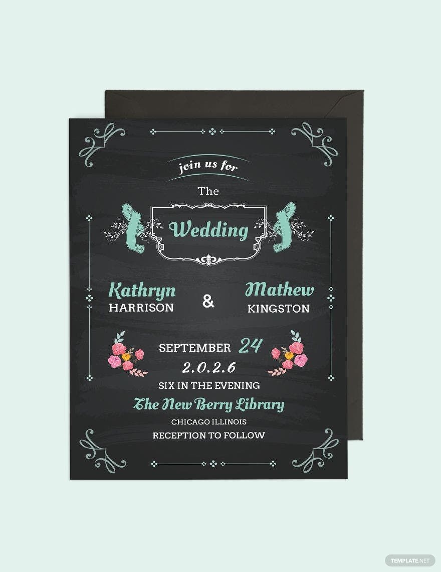 Chalkboard Wedding Invitation Template In PSD Word Publisher 