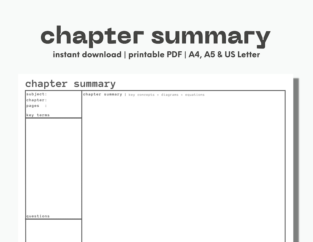Free Printable Chapter Summary Template Pdf