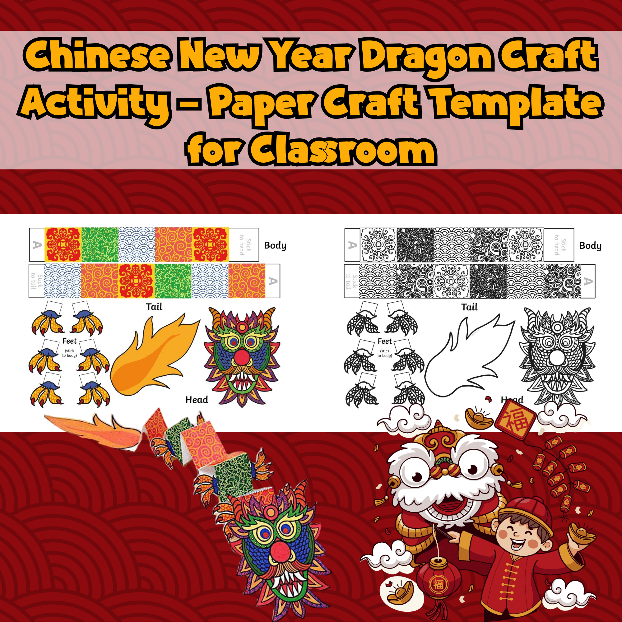 Free Printable Chinese Dragon Craft Template