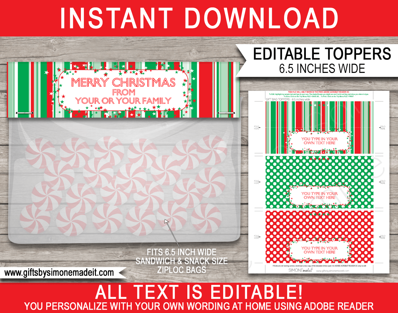 Christmas Bag Toppers Patterns 6 5 Inch Wide