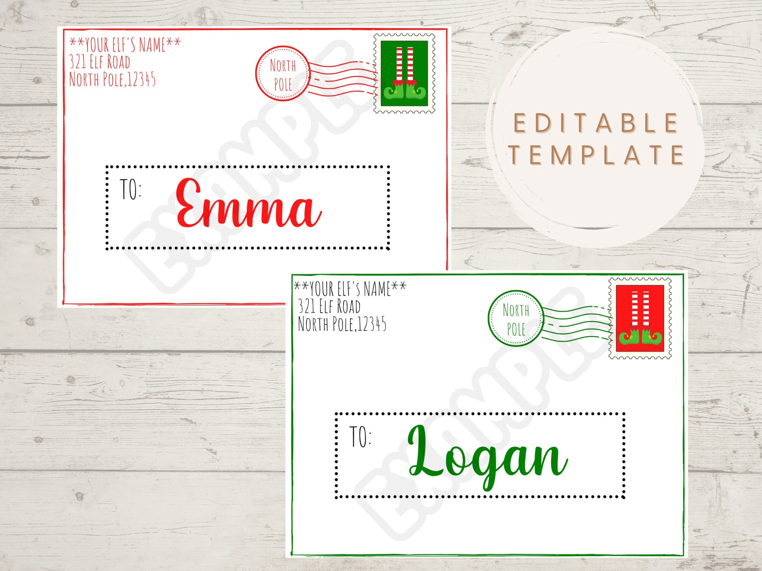 Christmas Elf Mail Envelope Template Editable Customizable Christmas Elf Printable Elf Letter Elf Envelope Etsy