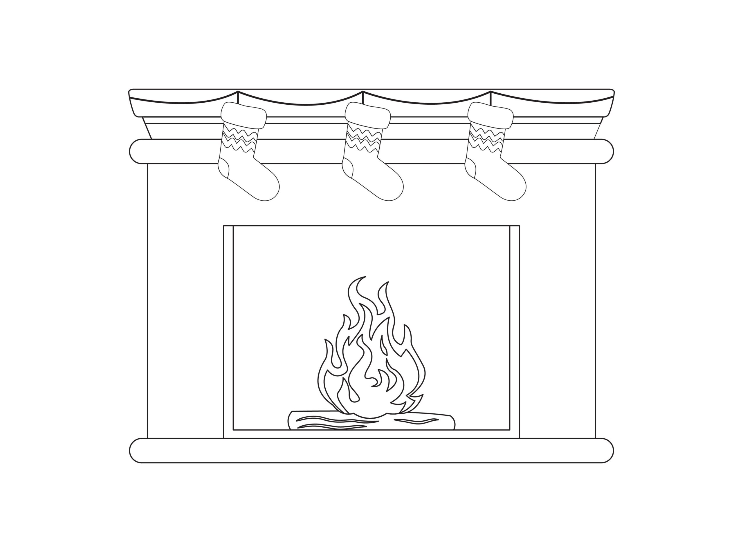 Christmas Fireplace Outline Icon Vector By Printables Plazza 