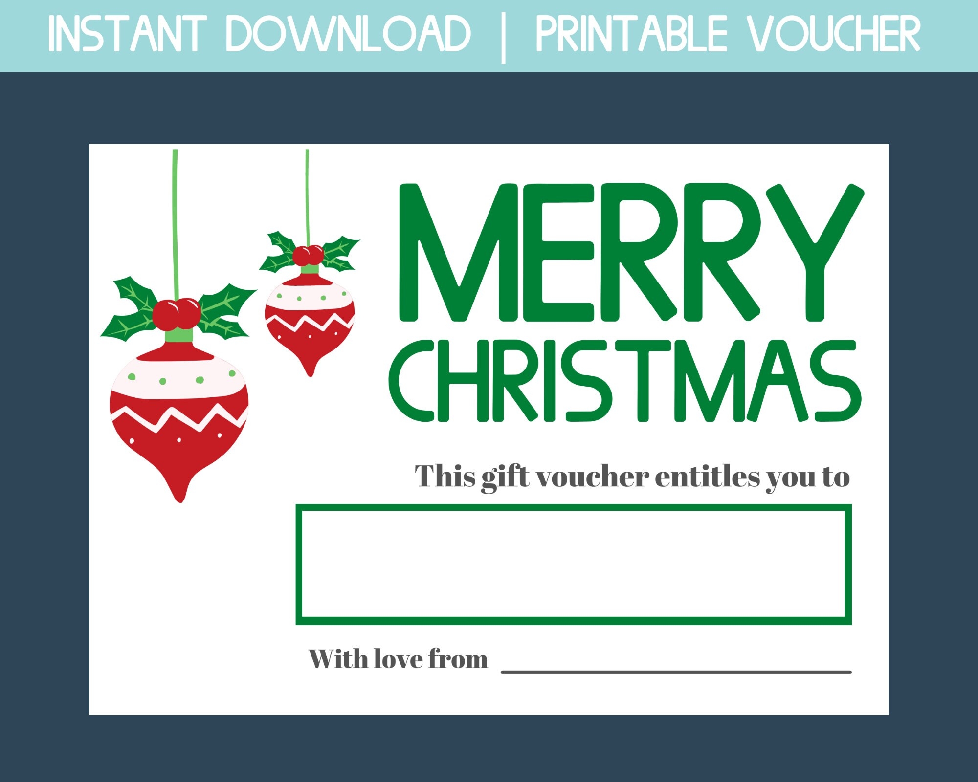 Printable Blank Christmas Gift Certificate Template