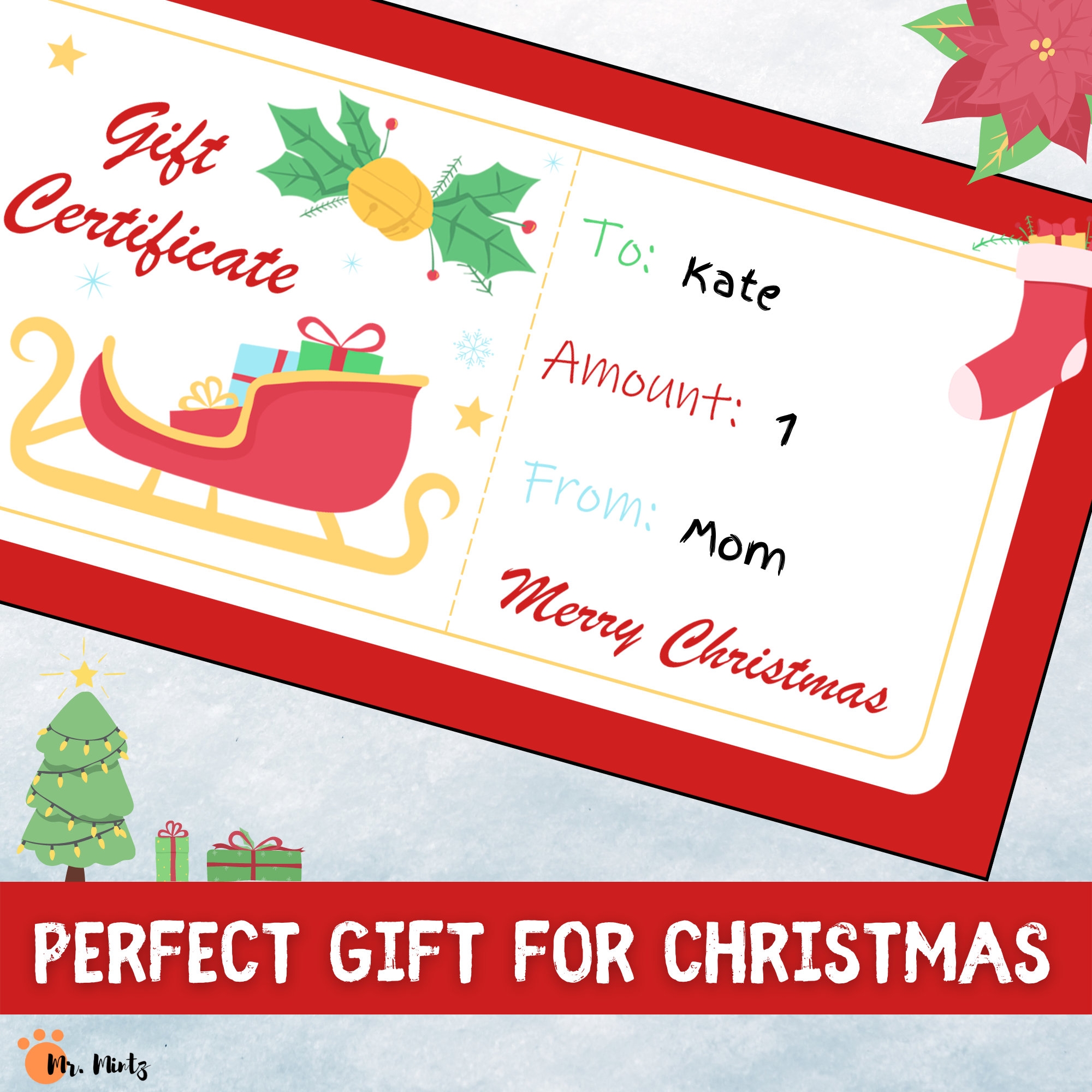 Christmas Gift Certificate Template Children s Gift Vouchers Merry Christmas Gift Coupon Template Printable Holidays Gift Token Etsy