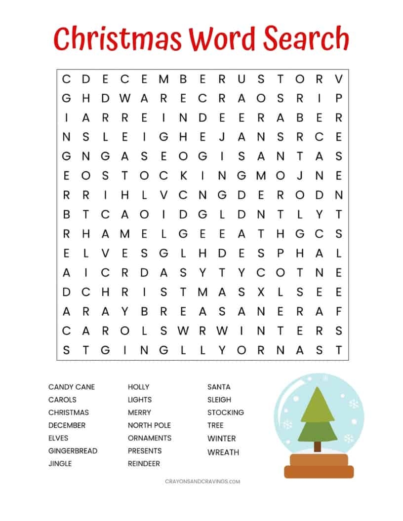 Free Christmas Word Searches Printable