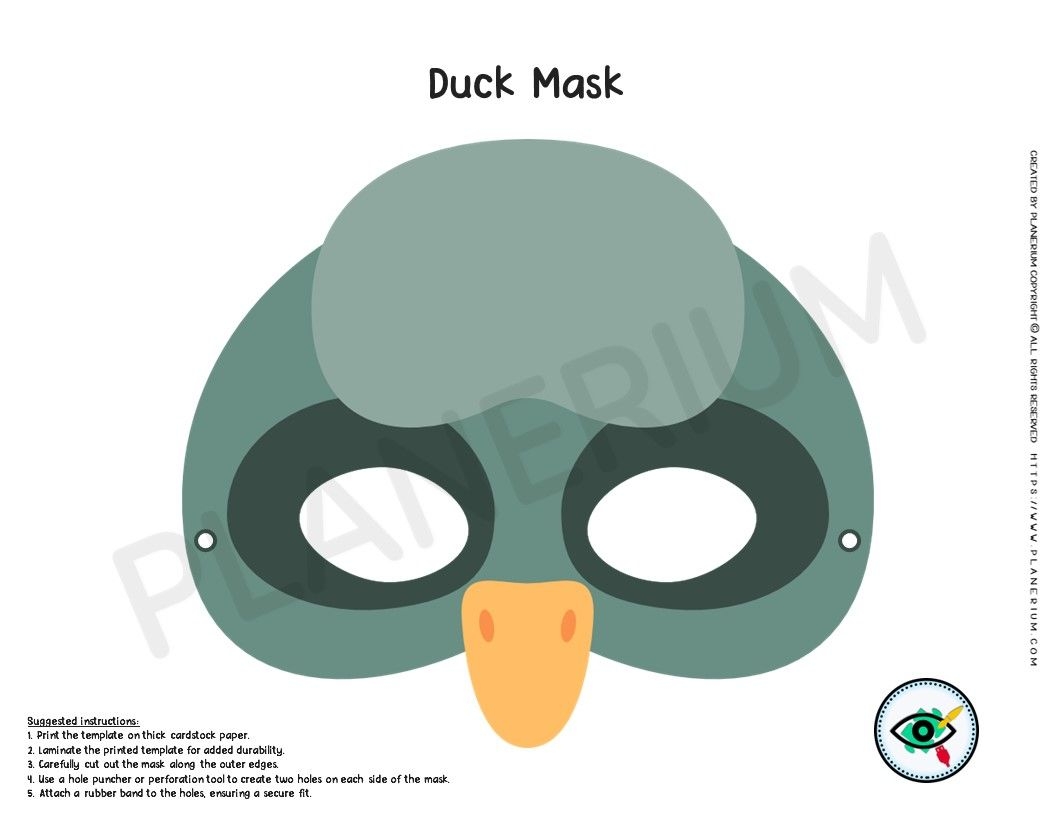 Colorful Printable Duck Mask Template For Kids