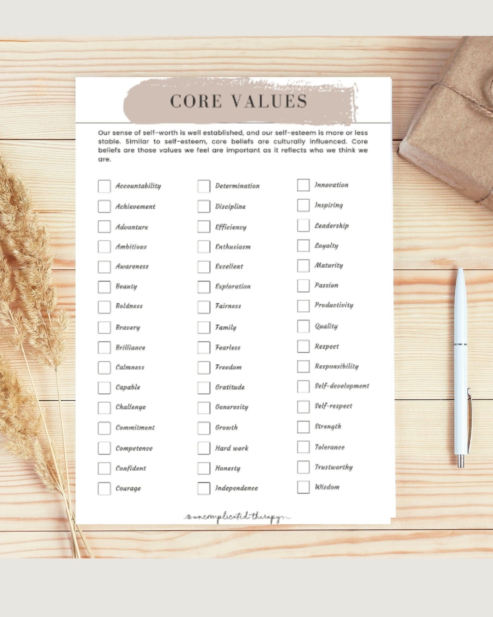 Core Values therapy Worksheets counseling Resources psychology cbt social Work guidance Counselor self Growth self Esteem printable Etsy New Zealand