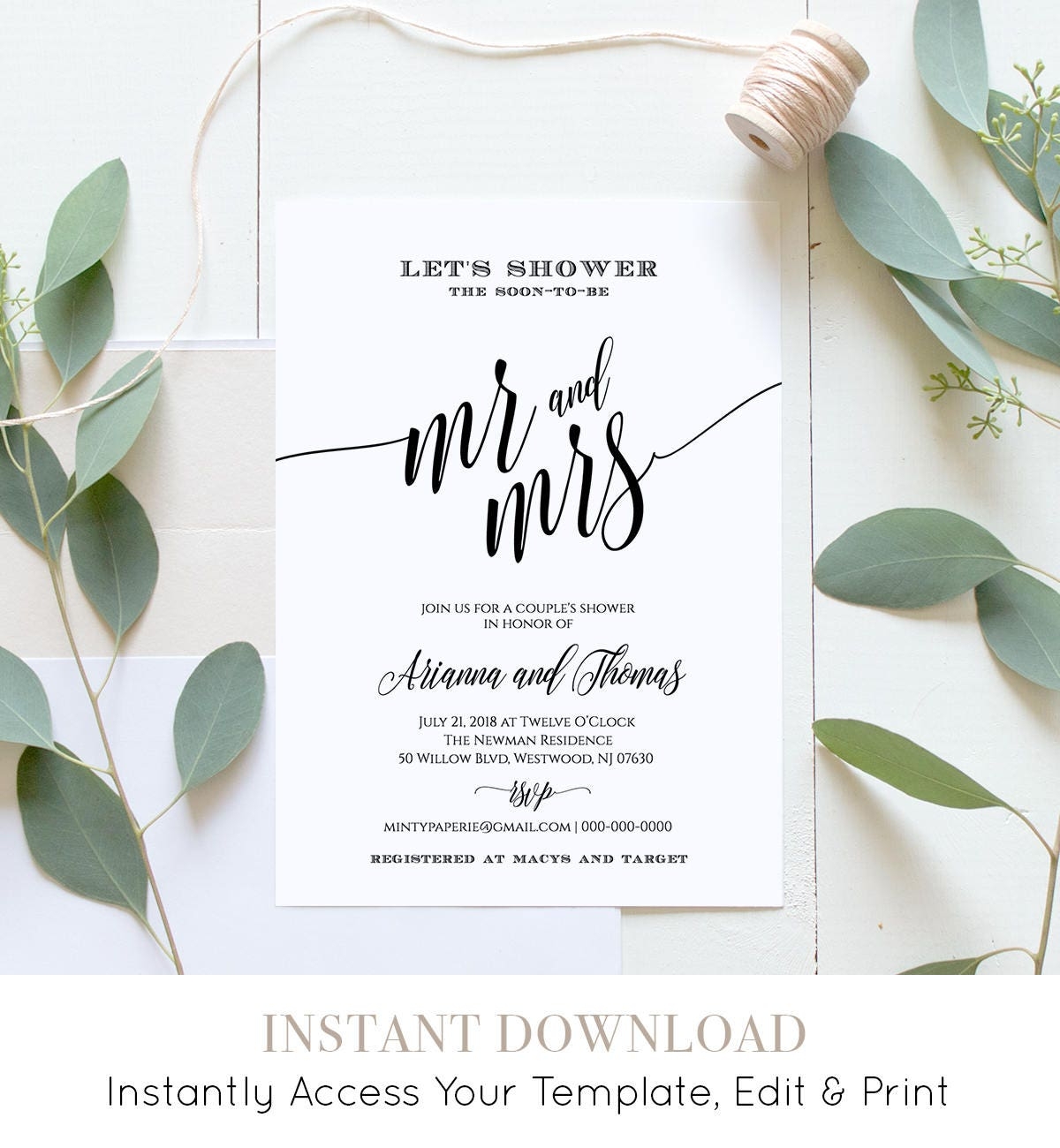 Free Printable Couples Shower Invitation Templates