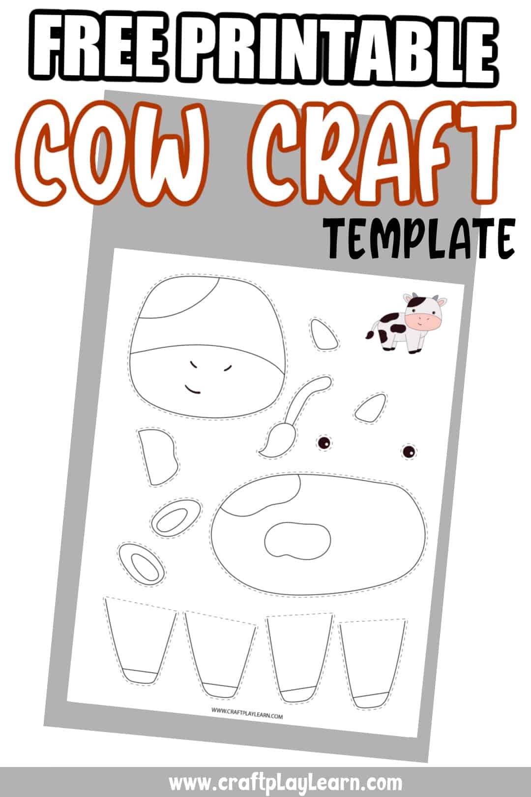 Cow Printable Template For Kids Craft Play Learn