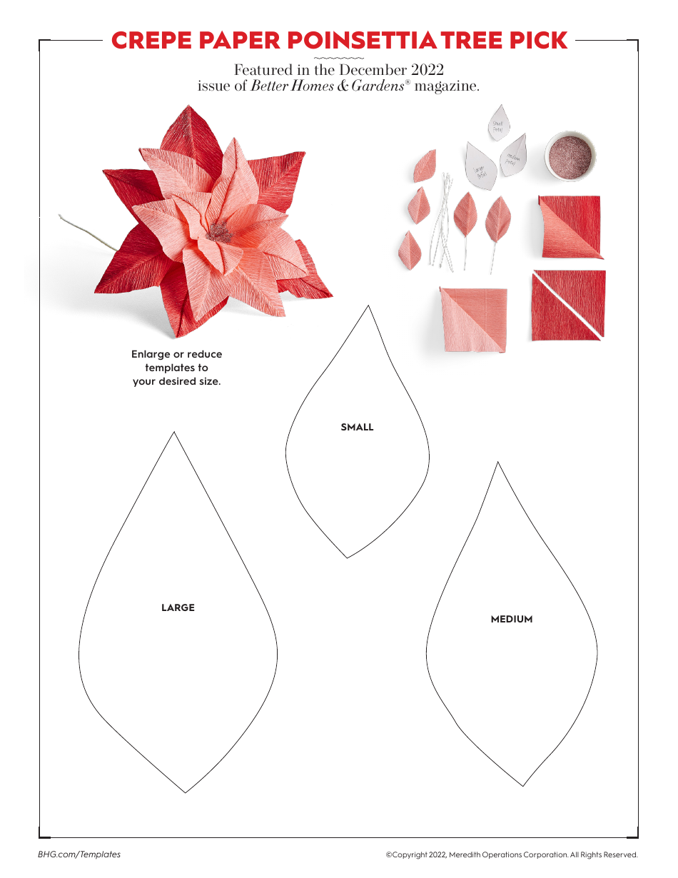 Crepe Paper Poinsettia Tree Pick Templates Meredith Operations Corporation Download Printable PDF Templateroller