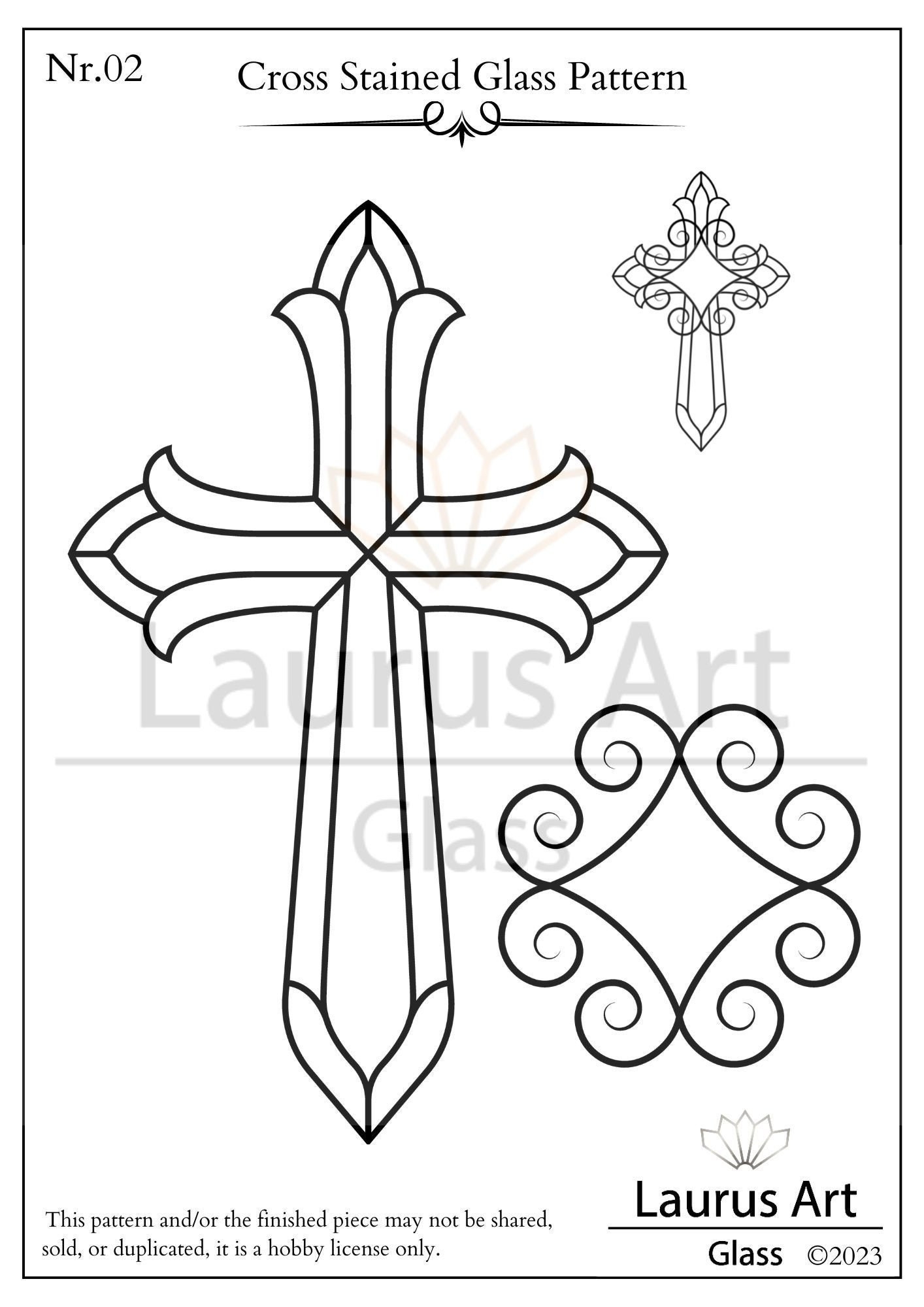 Cross Stained Glass Pattern PDF Printable Cross Pattern Instant Downloadable Suncatcher Pattern Beginner Stained Glass Pattern Etsy
