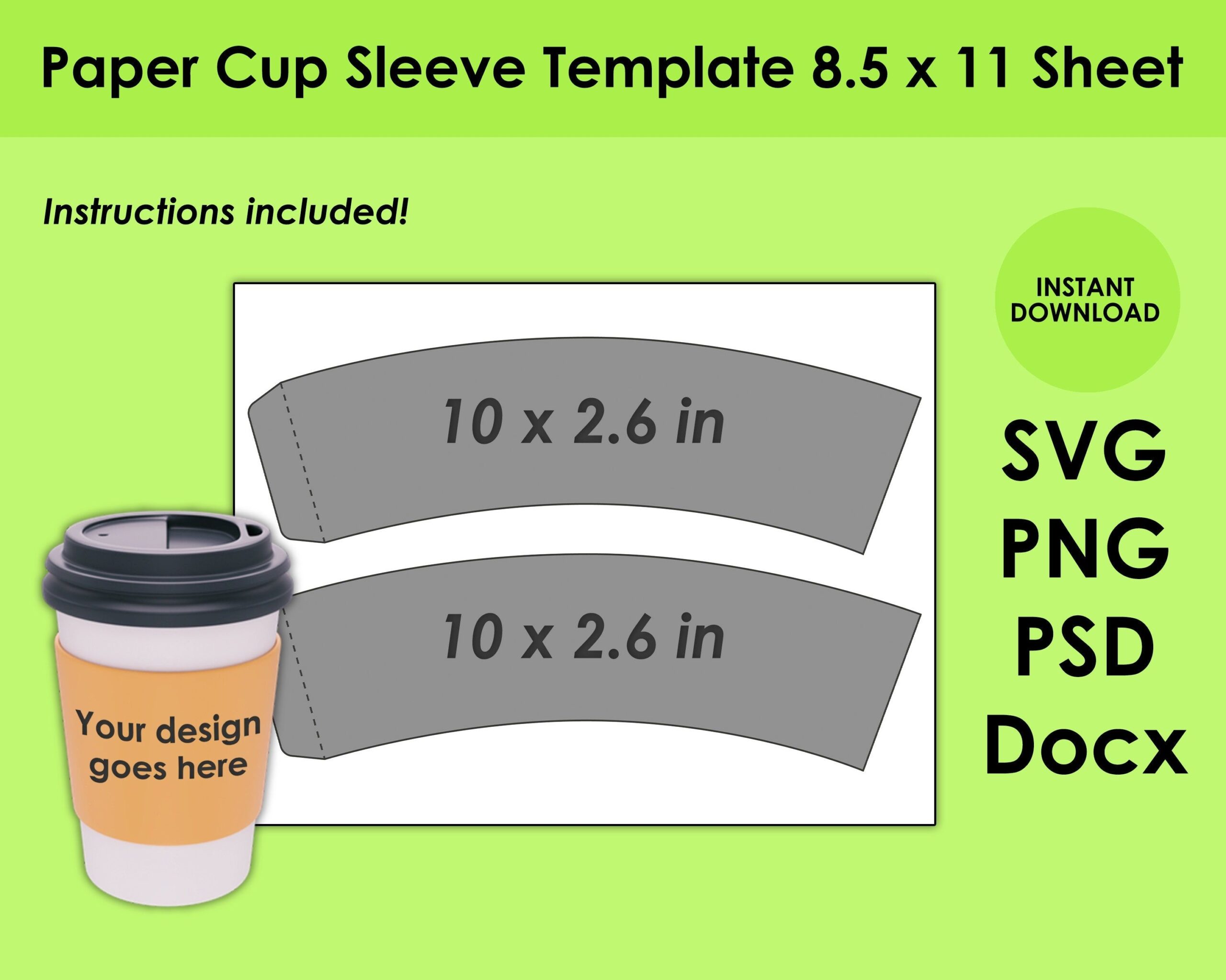 Cup Sleeve Template Free Printable Shop On Pinterest