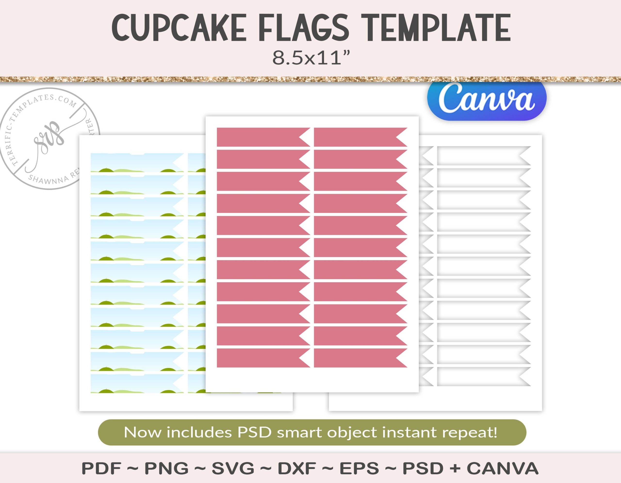 Cupcake Flag Template Party Printable Craft Template Mini Food Flag Cutting File Straw Flag Canva Template PSD PNG SVG AG85 Etsy Canada