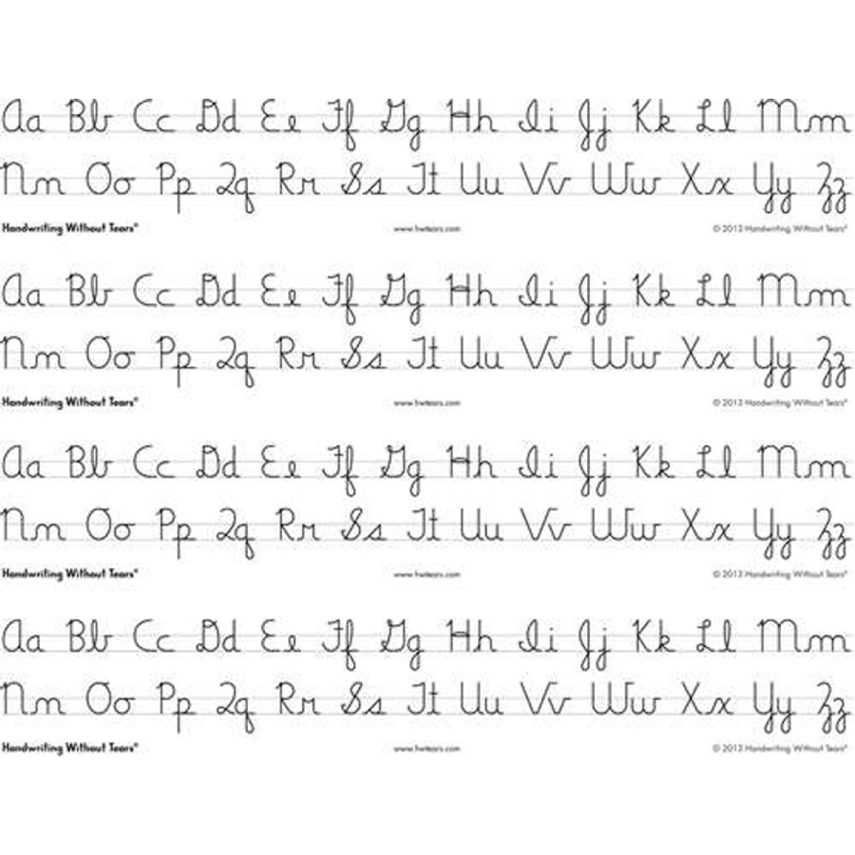 CURSIVE ALPHABET DESK SHEETS 4 STRIPS PER SHEET