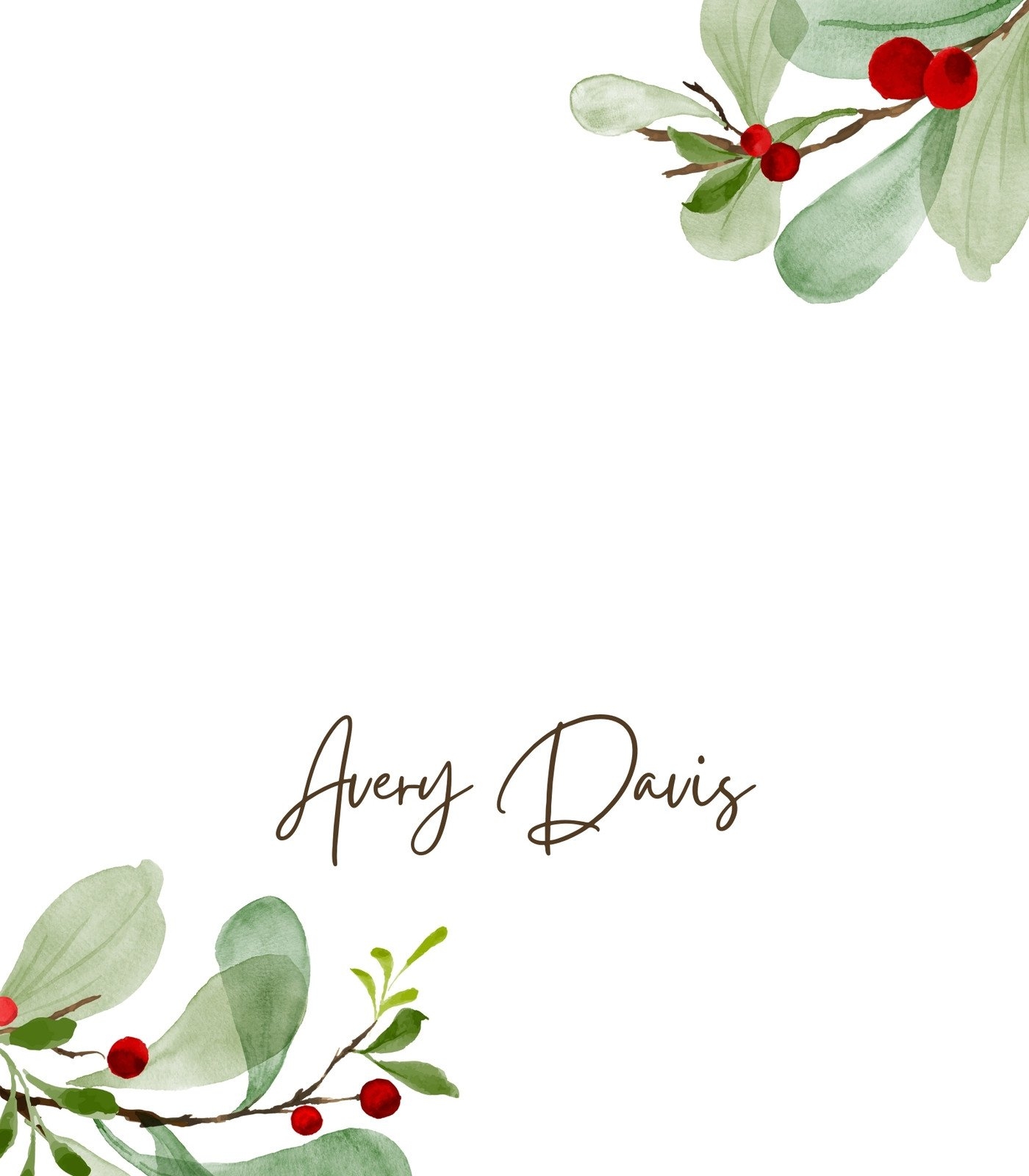 Printable Place Card Template Free Christmas