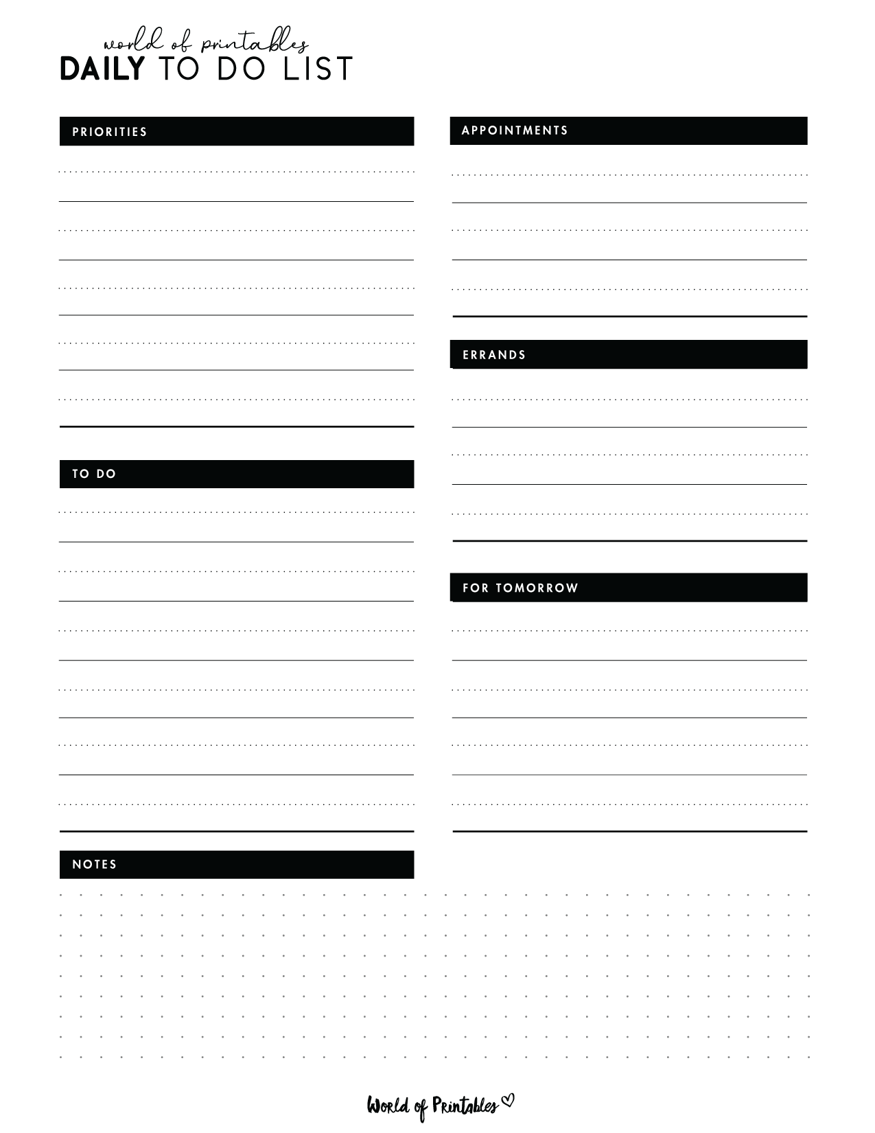 Free Printable Template To Do List
