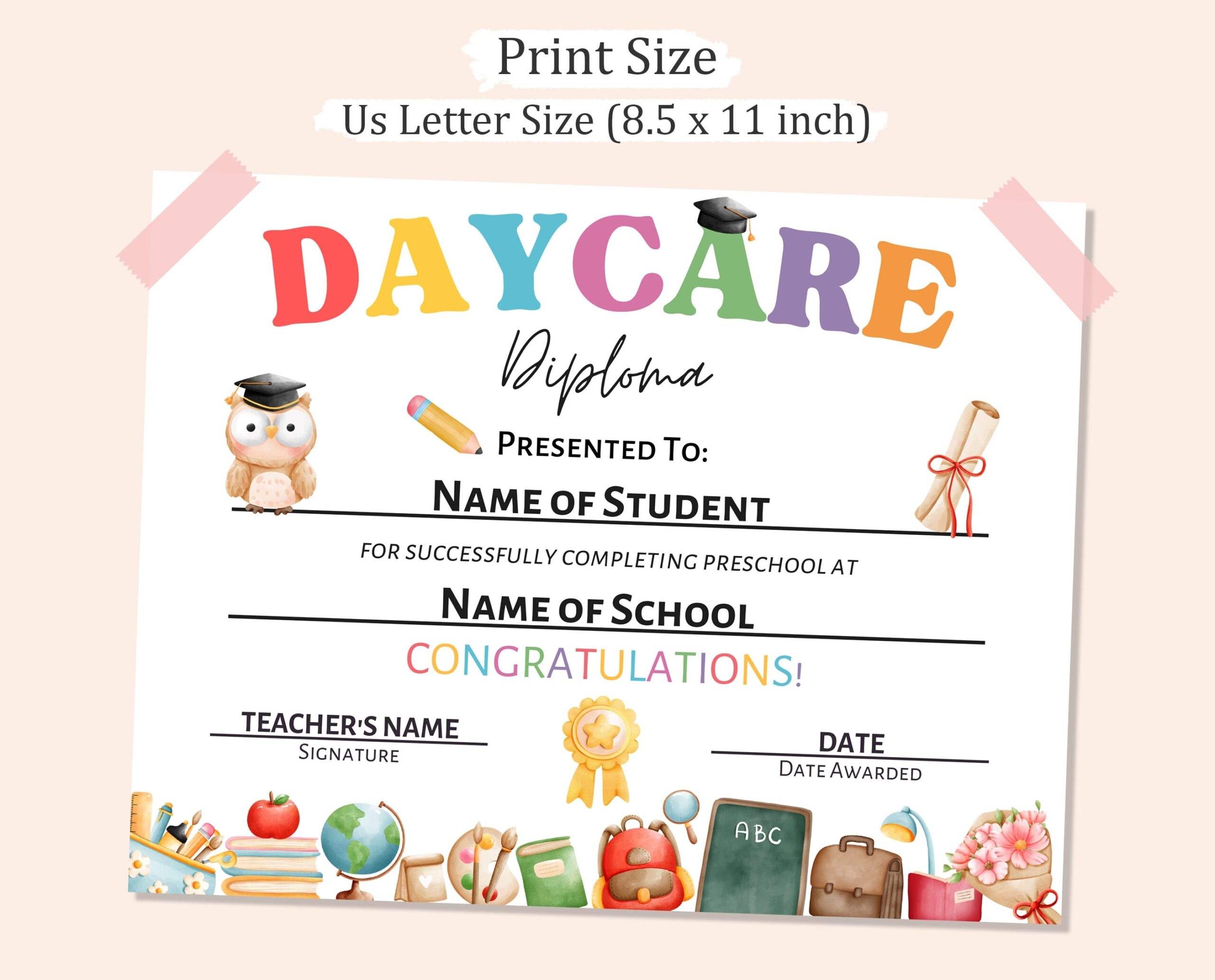 Free Printable Daycare Certificate Template