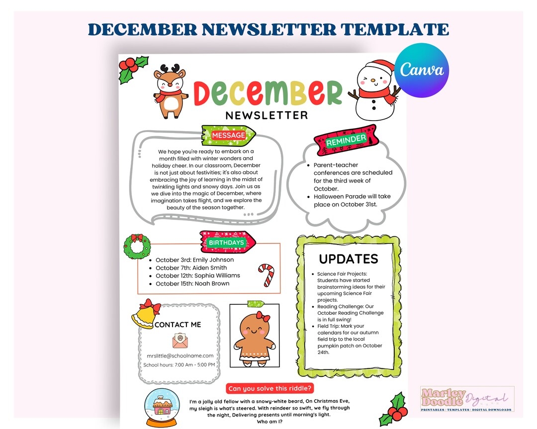 Free Printable December Newsletter Template