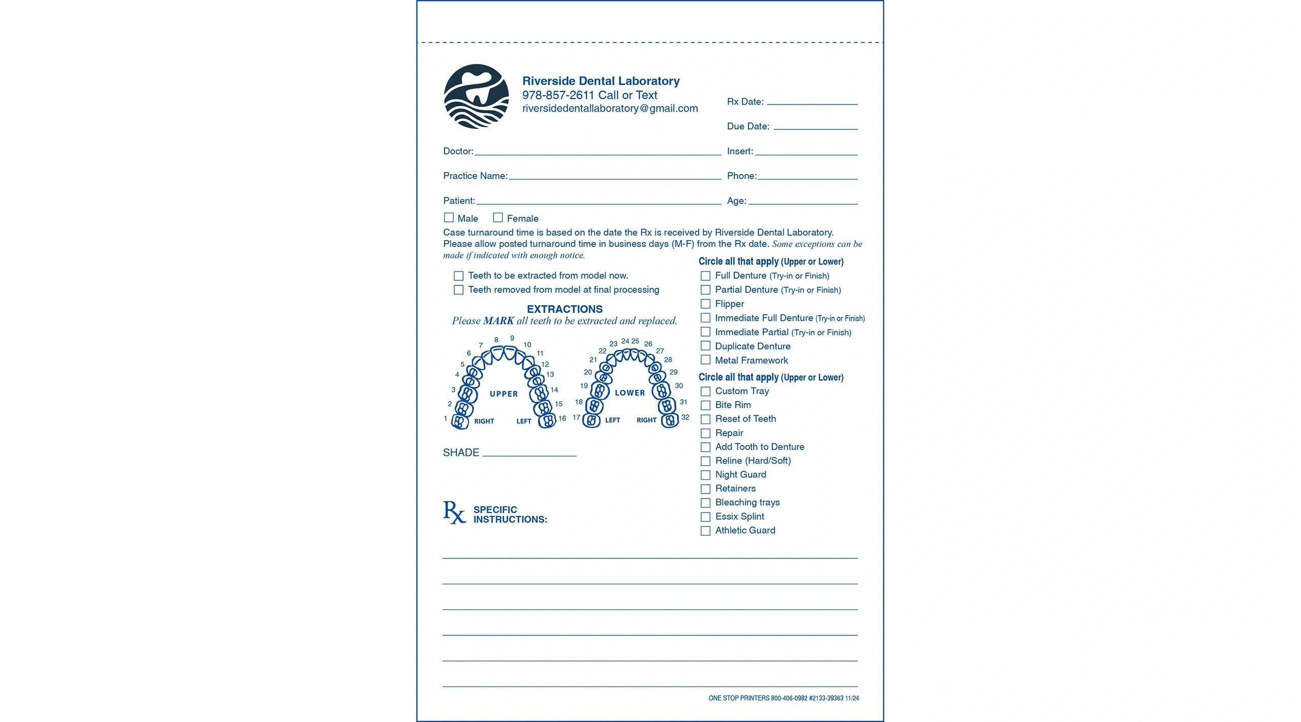 Dental Lab Slip Template