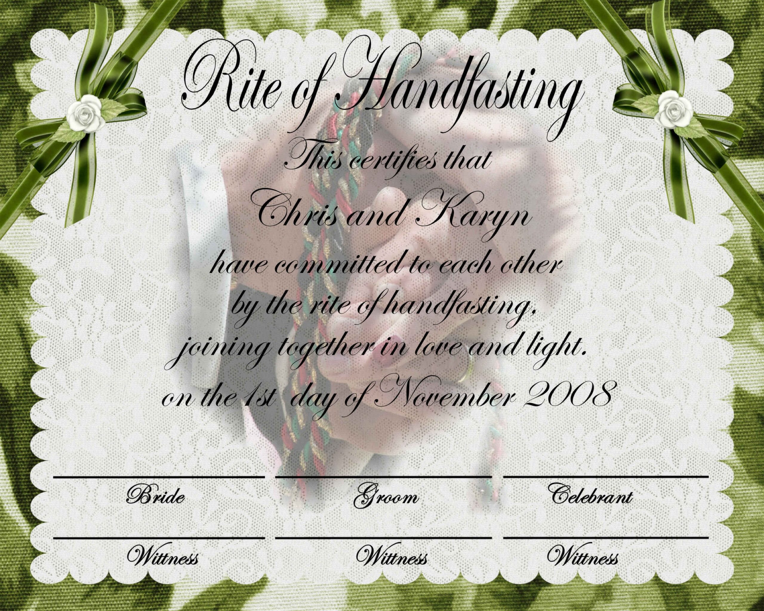 Design A Handfasting Certificate 1 Digital Scrapbooking At Scrapbook Flair