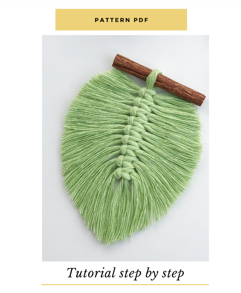 DIY Macrame Feather PDF Pattern Leaf Macrame Tutorial For Beginners Instruction Step By Step
