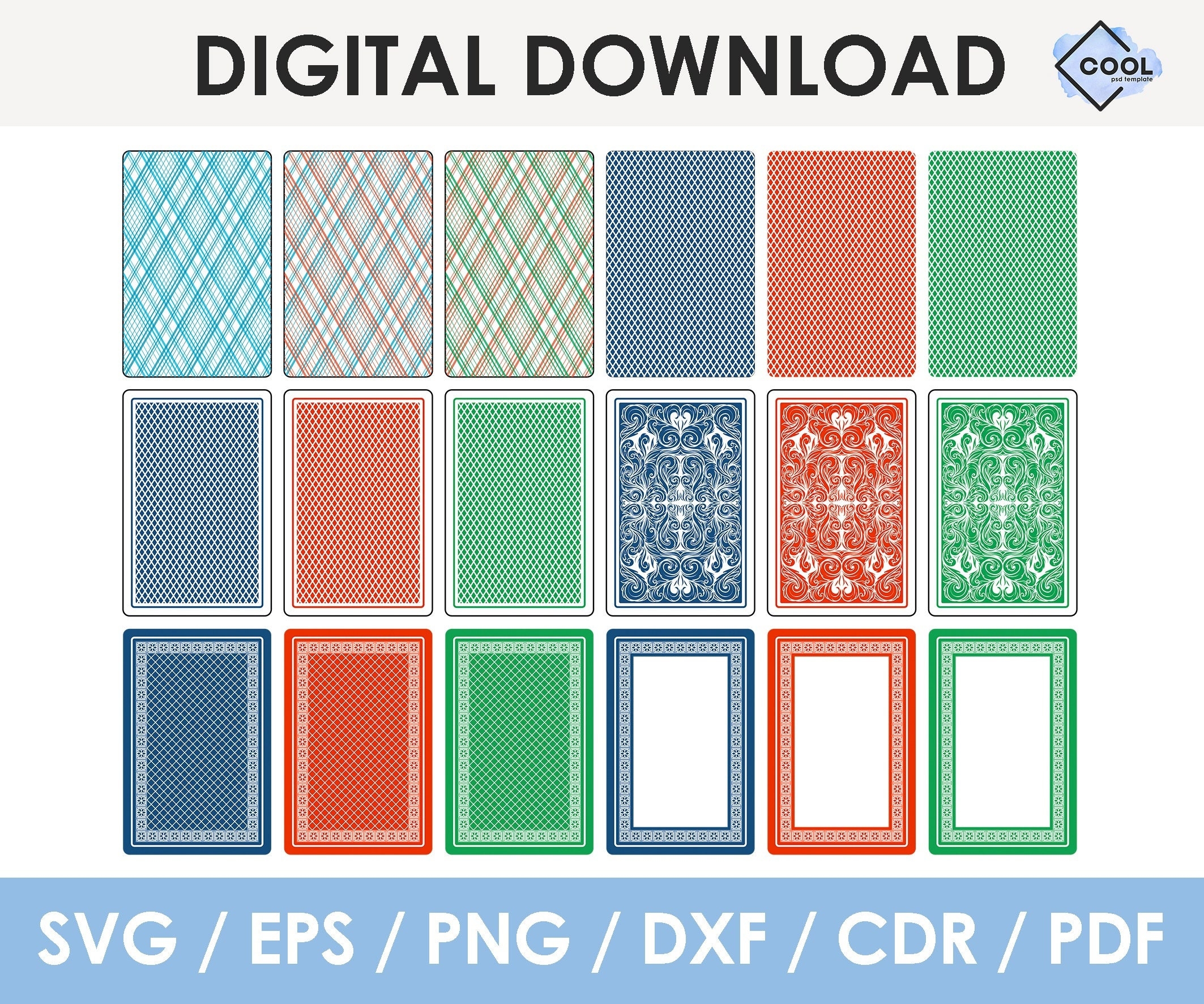 DIY Playing Cards Blank Template Svg Png Dxf Cricut Silhouette Instant Download Etsy