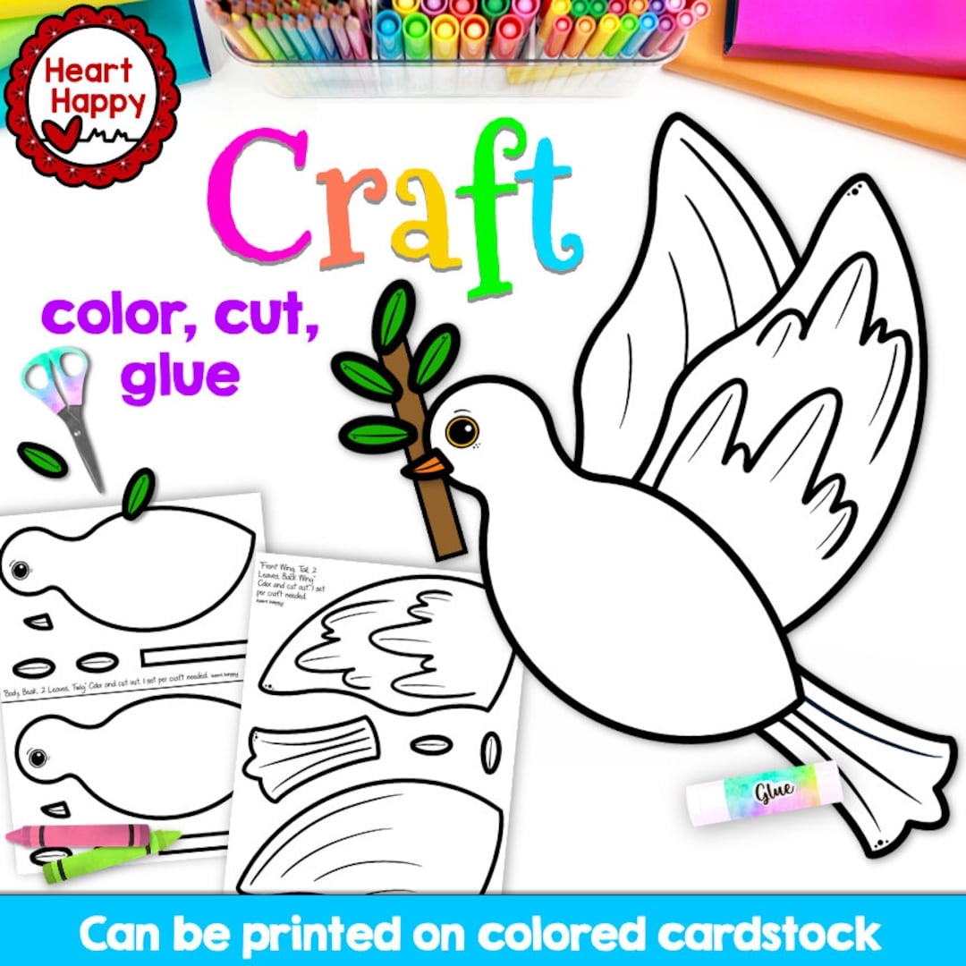 Dove Craft Kids Printable Craft Template MLK Day Sunday School 