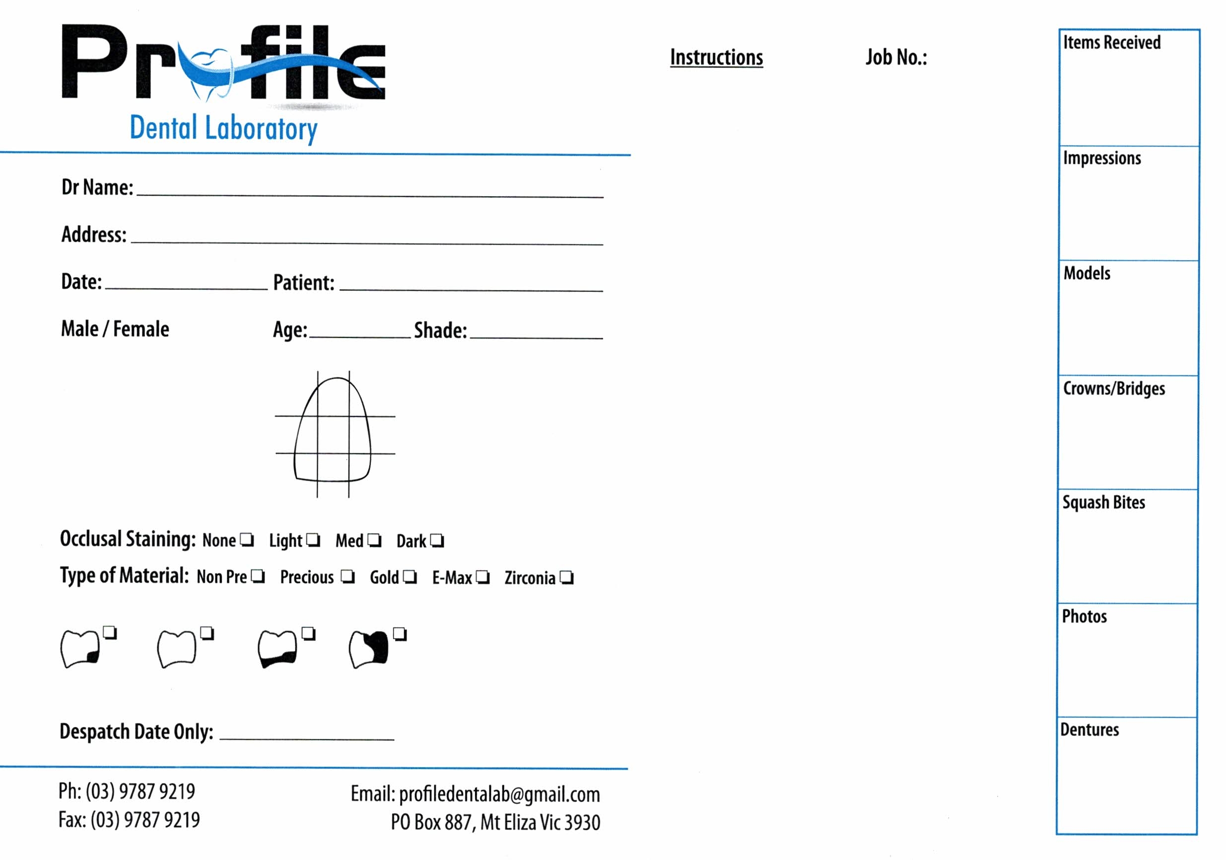 Dental Lab Slip Template