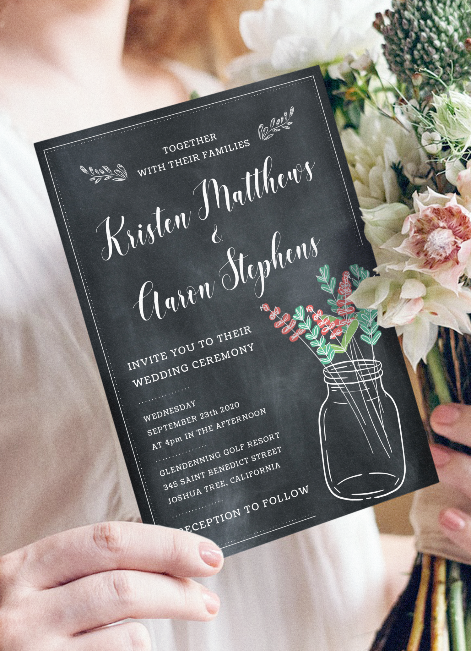 Download Printable Mason Jar Chalkboard Rustic Wedding 