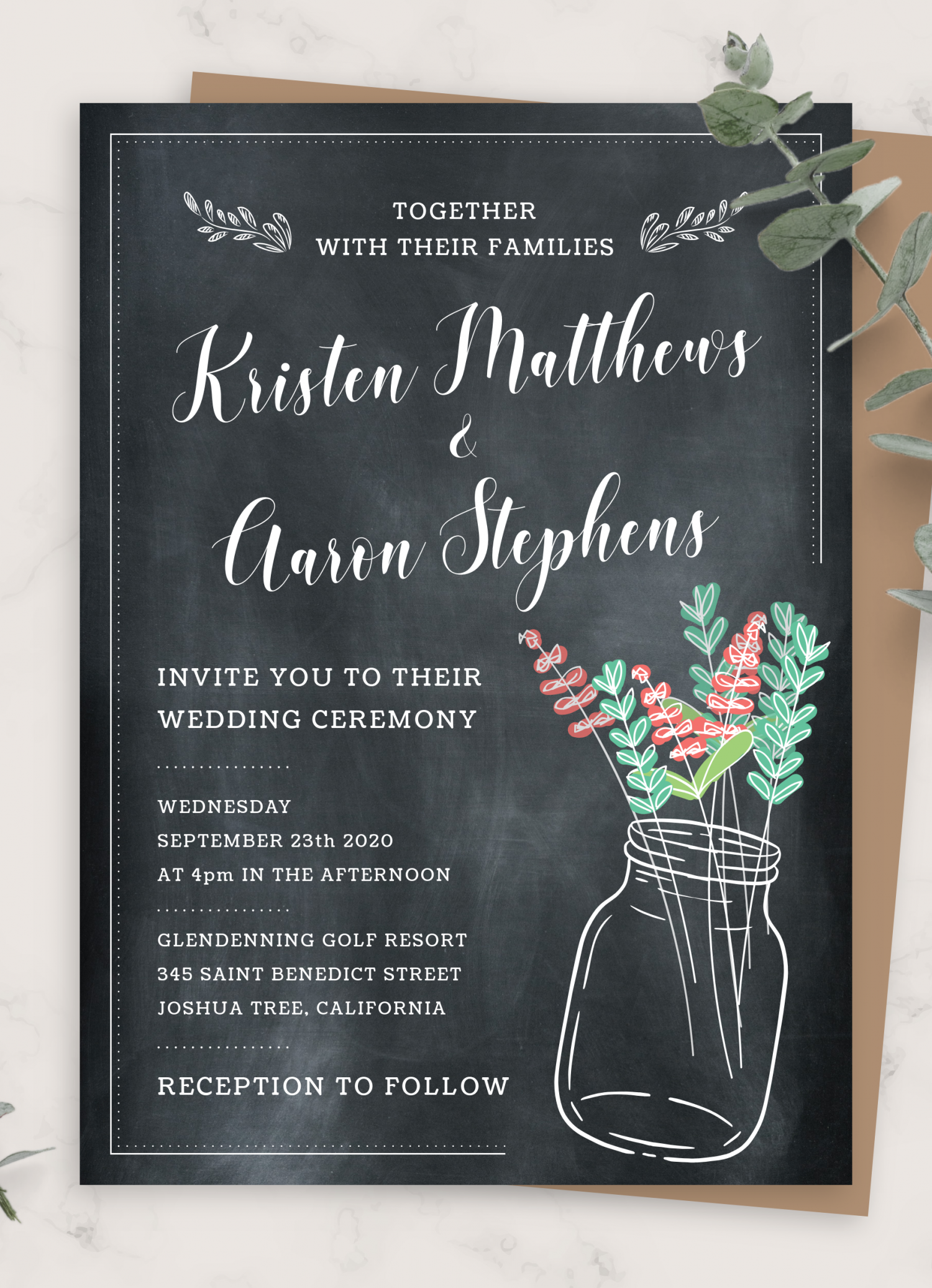 Free Printable Chalkboard Wedding Invitation Templates