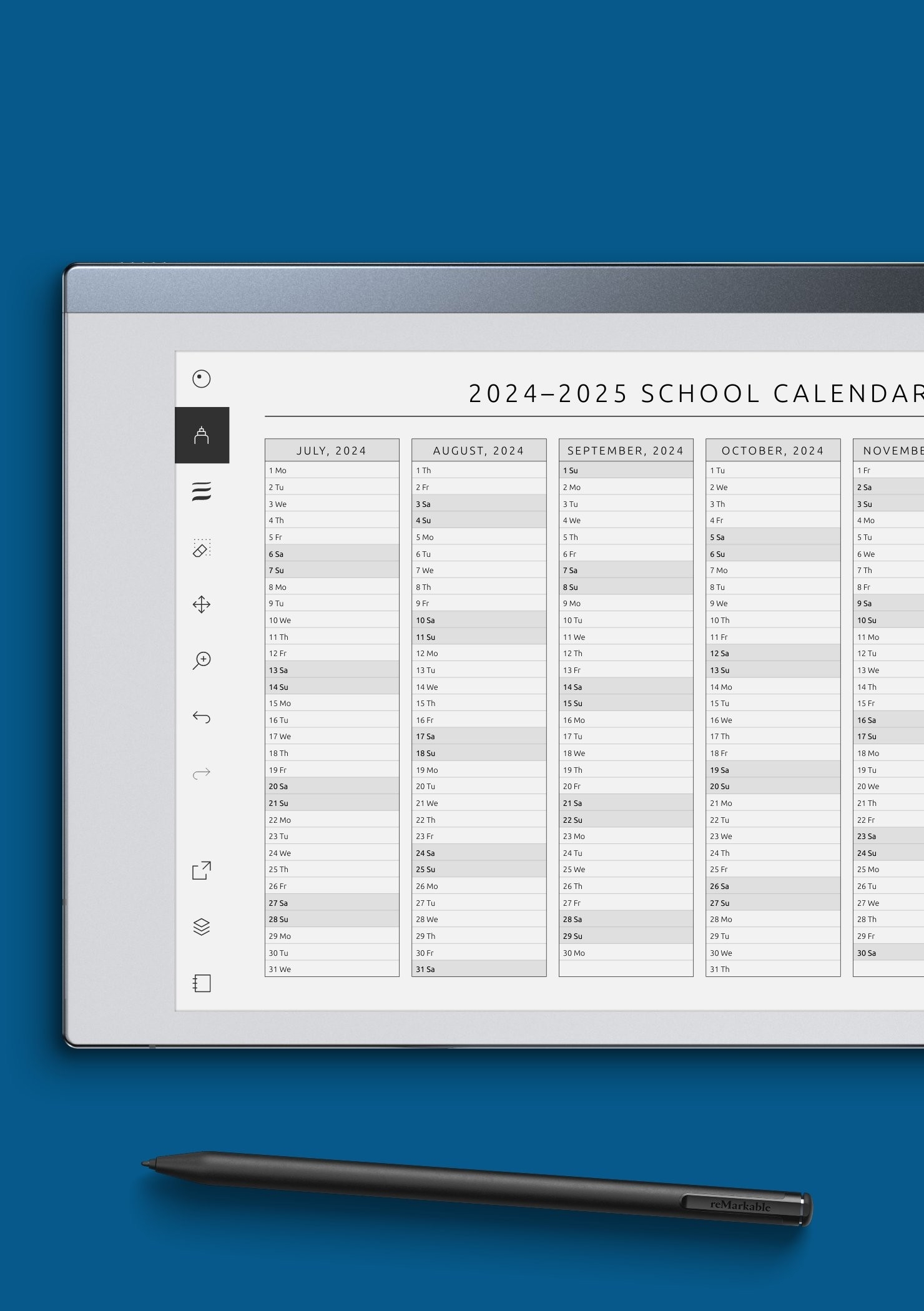 Printable Blank School Year Calendar