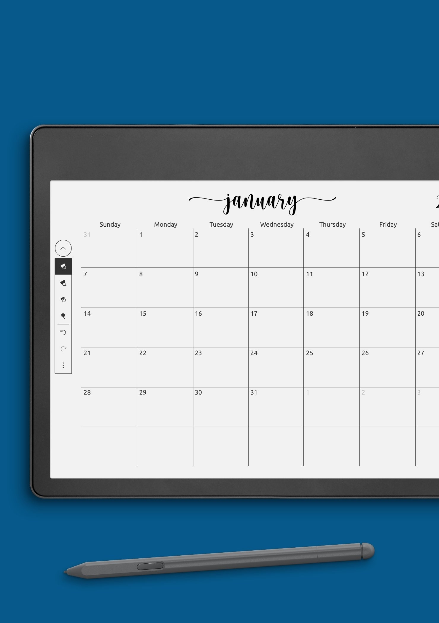 Download Printable Spacious Monthly Calendar Grid PDF