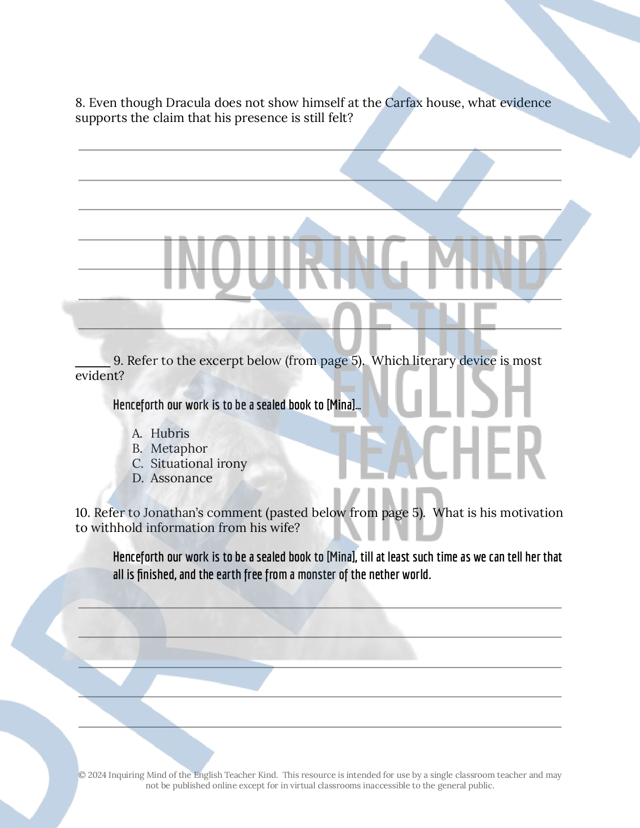 Free Printable Book Report Template Dracula