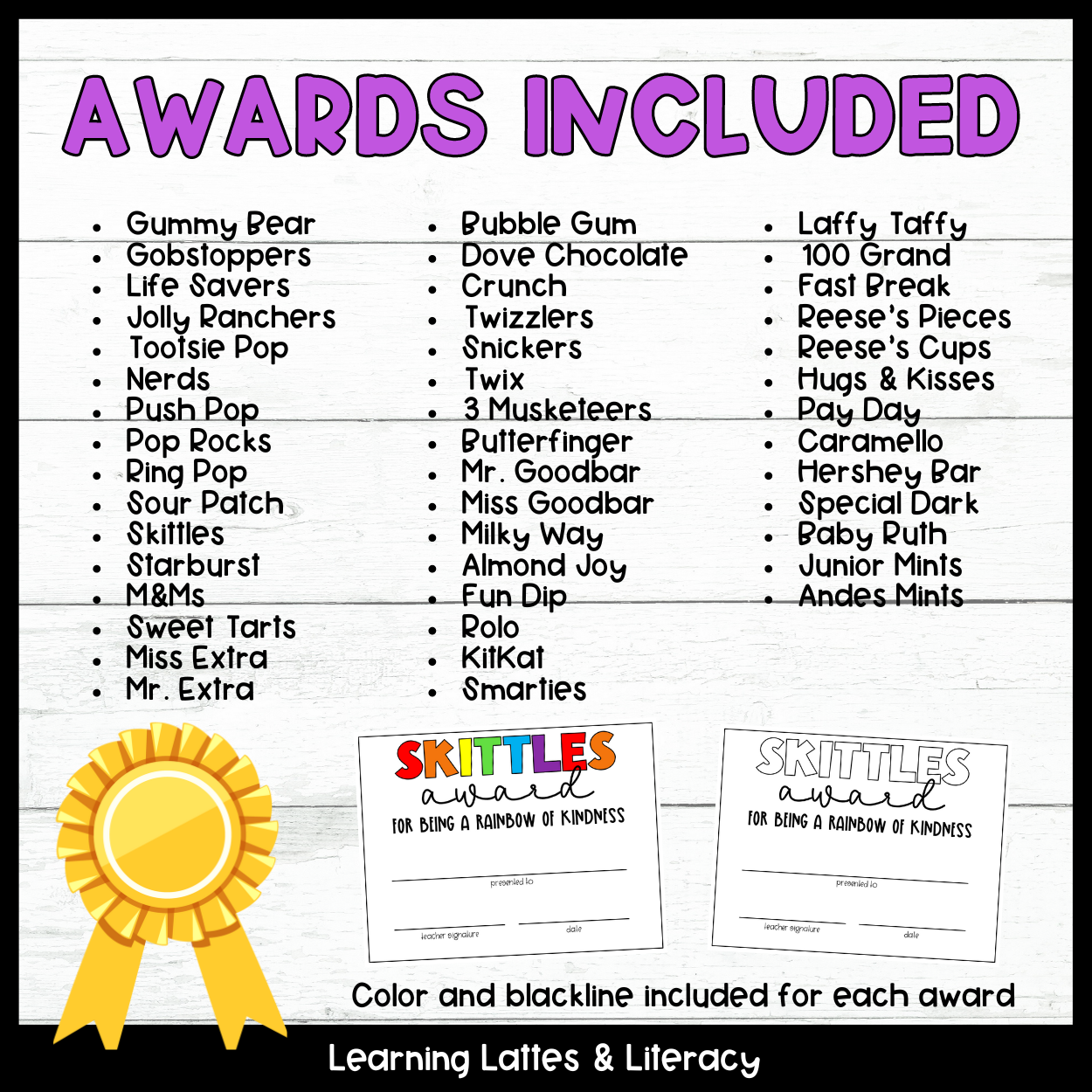 Printable Candy Bar Awards Template Free