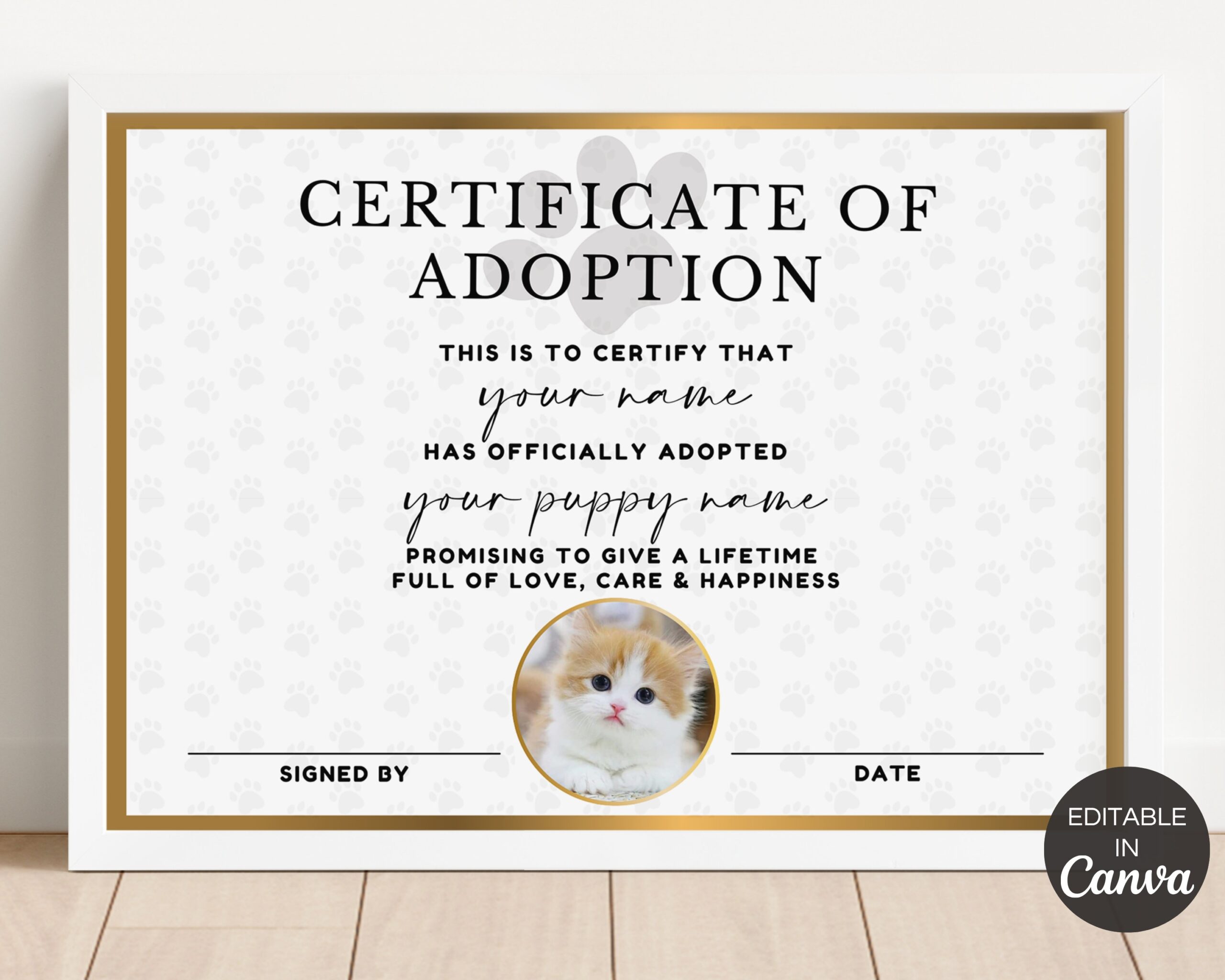 Free Printable Cat Adoption Application Template