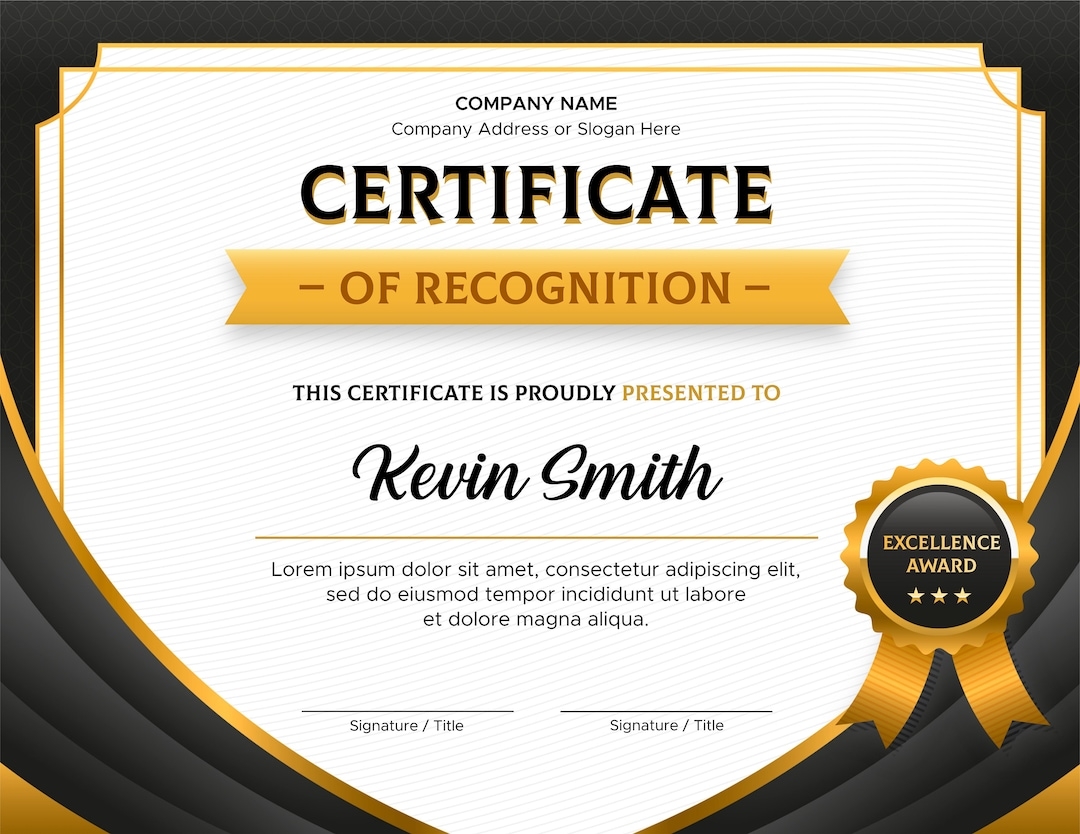 Editable Certificate Of Recognition Template Editable Printable Certificate Template Achievement Award Etsy