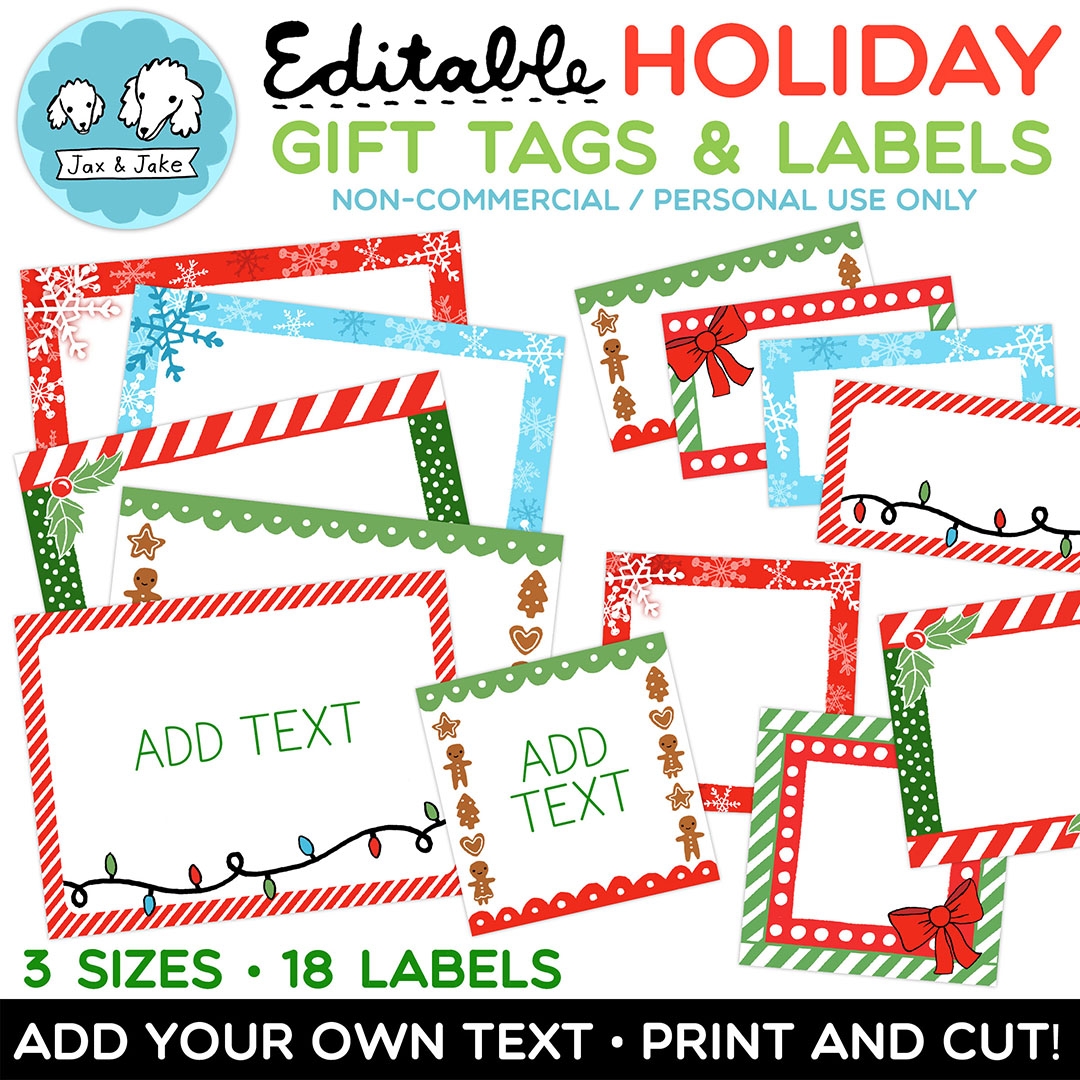 Editable Christmas Gift Tags Printable Winter Holiday Labels 