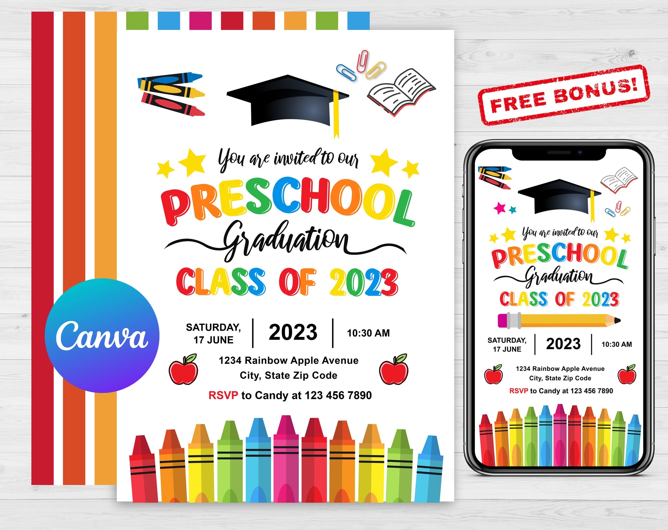 Editable Preschool Graduation Invitation Prek Announcement Party Worksheets Library